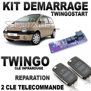 Kit démarrage TWINGOSTART désactivation d'anti démarrage Renault Twingo à infrarouge avec 2 clés télécommandes